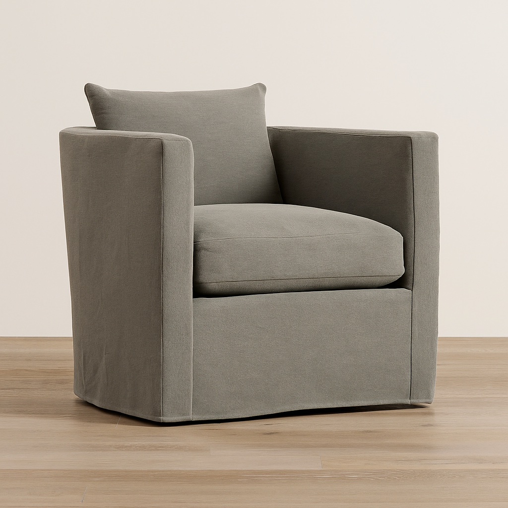 Alexander Slipcovered Swivel Chair