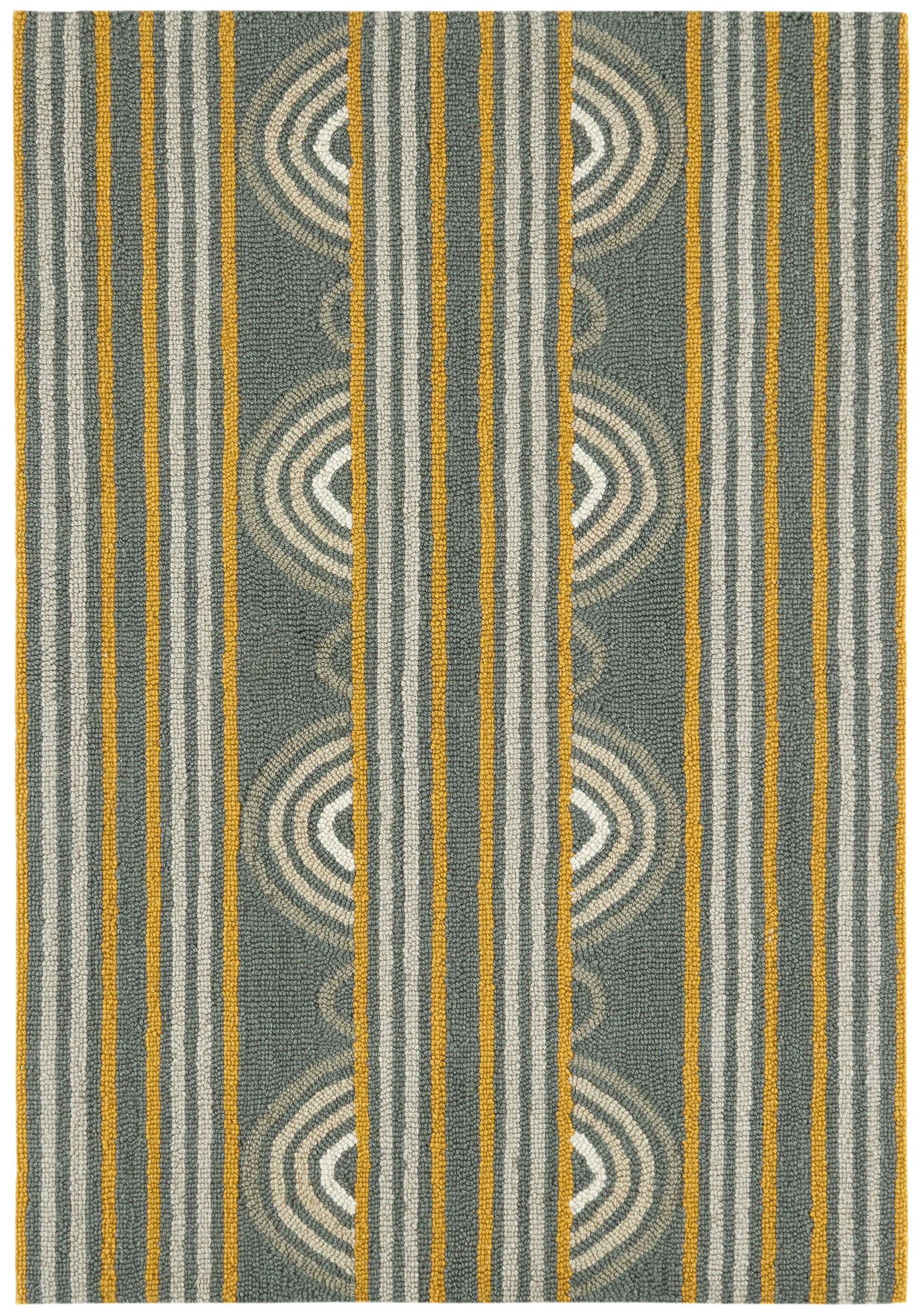 Button Grey Hand Micro Hooked Wool Rug - DA1994 - 10x14