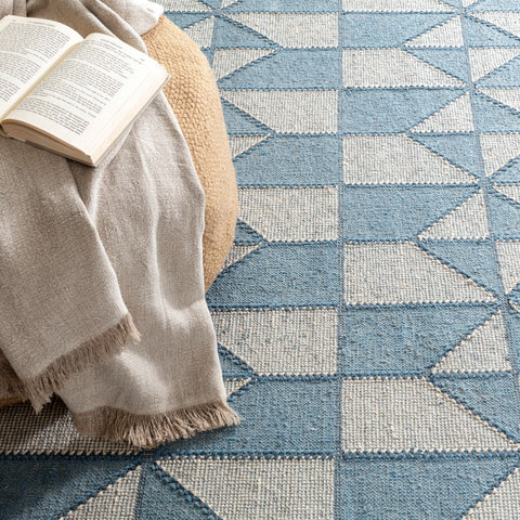 Ojai Blue Hand Loom Knotted Cotton Rug - DA1167 - 10x14