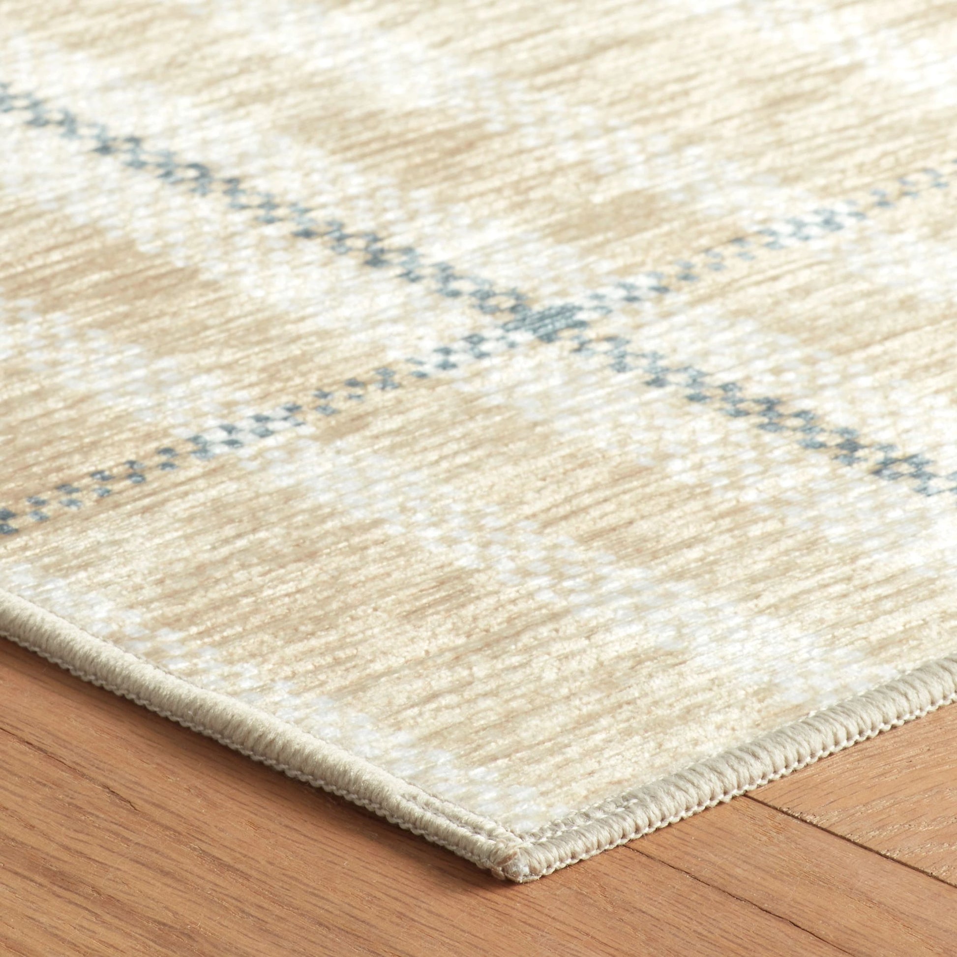 Hallie Plaid Khaki Machine Washable Rug - DA2254 - 4' Round