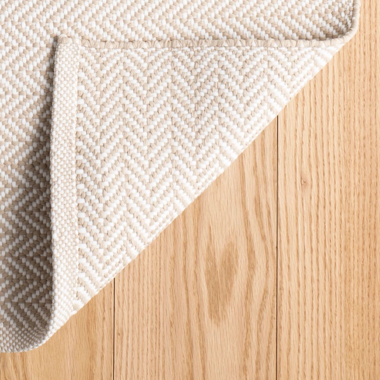 Herringbone Linen/White Handwoven Indoor/Outdoor Rug - DA291 - Runner-2.5x18