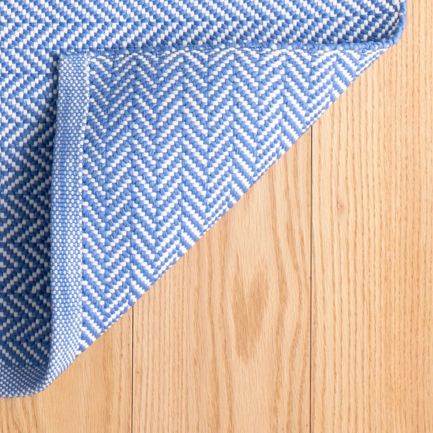Herringbone French Blue/White Handwoven Indoor/Outdoor Rug - DA293 - Runner-2.5x18