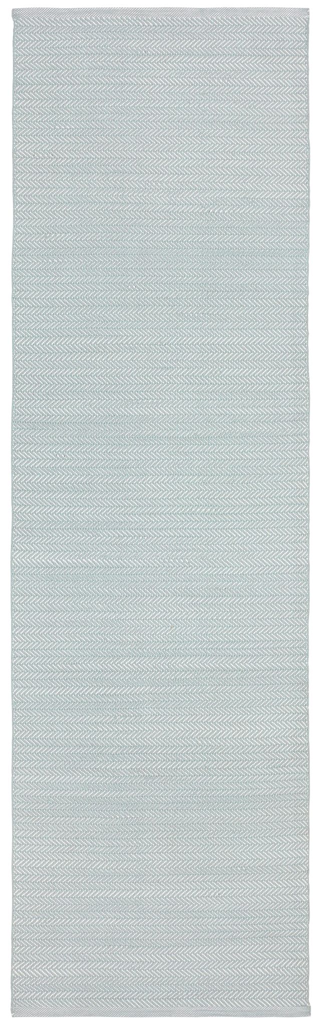 Herringbone Light Blue/Ivory Handwoven Indoor/Outdoor Rug - DA392 - Runner-2.5x18