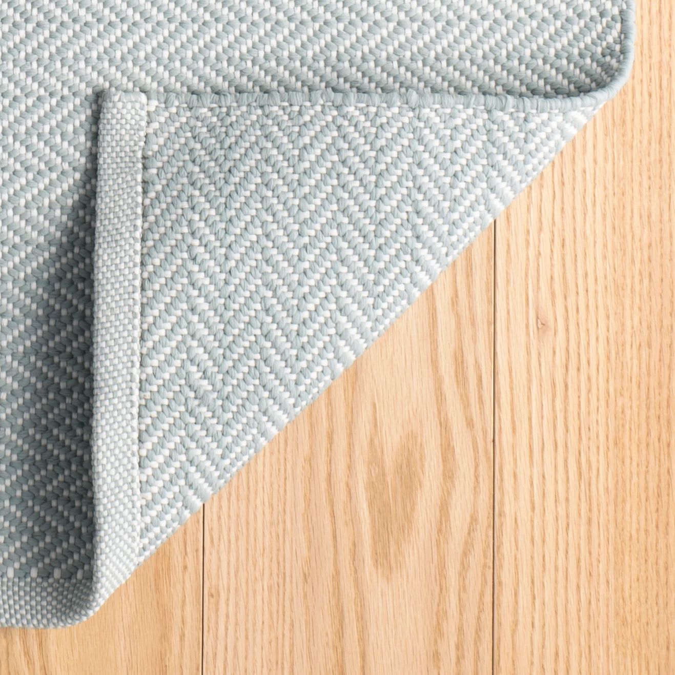 Herringbone Light Blue/Ivory Handwoven Indoor/Outdoor Rug - DA392 - Runner-2.5x18