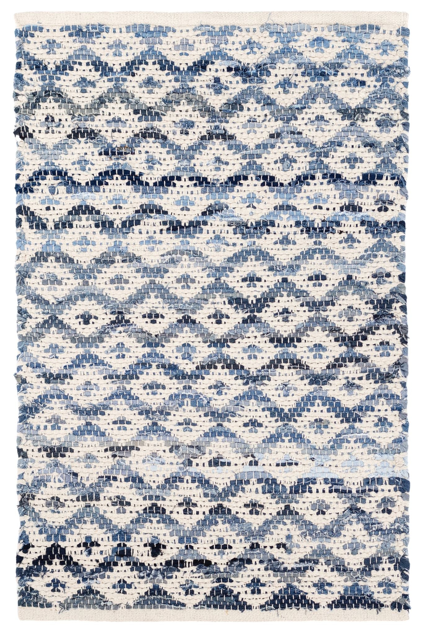 Denim Rag Diamond Ivory Handwoven Cotton Rug - DA789 - 10x14