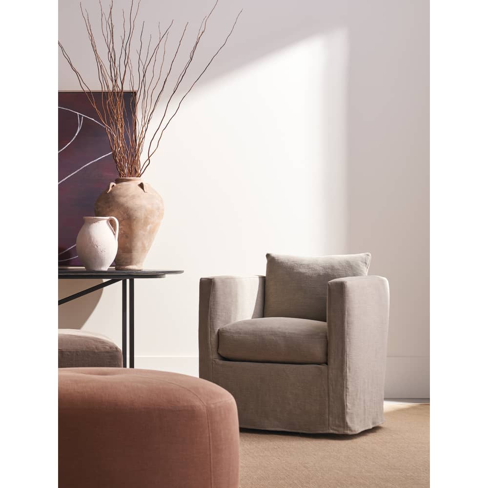 Alexander Slipcovered Swivel Chair