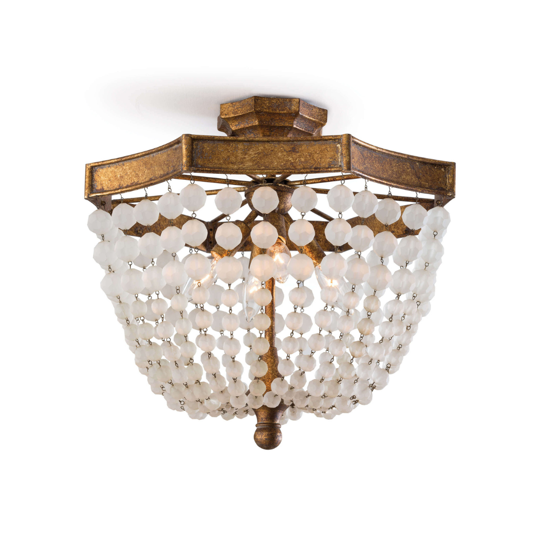 Frosted Crystal Bead Semi Flush Mount