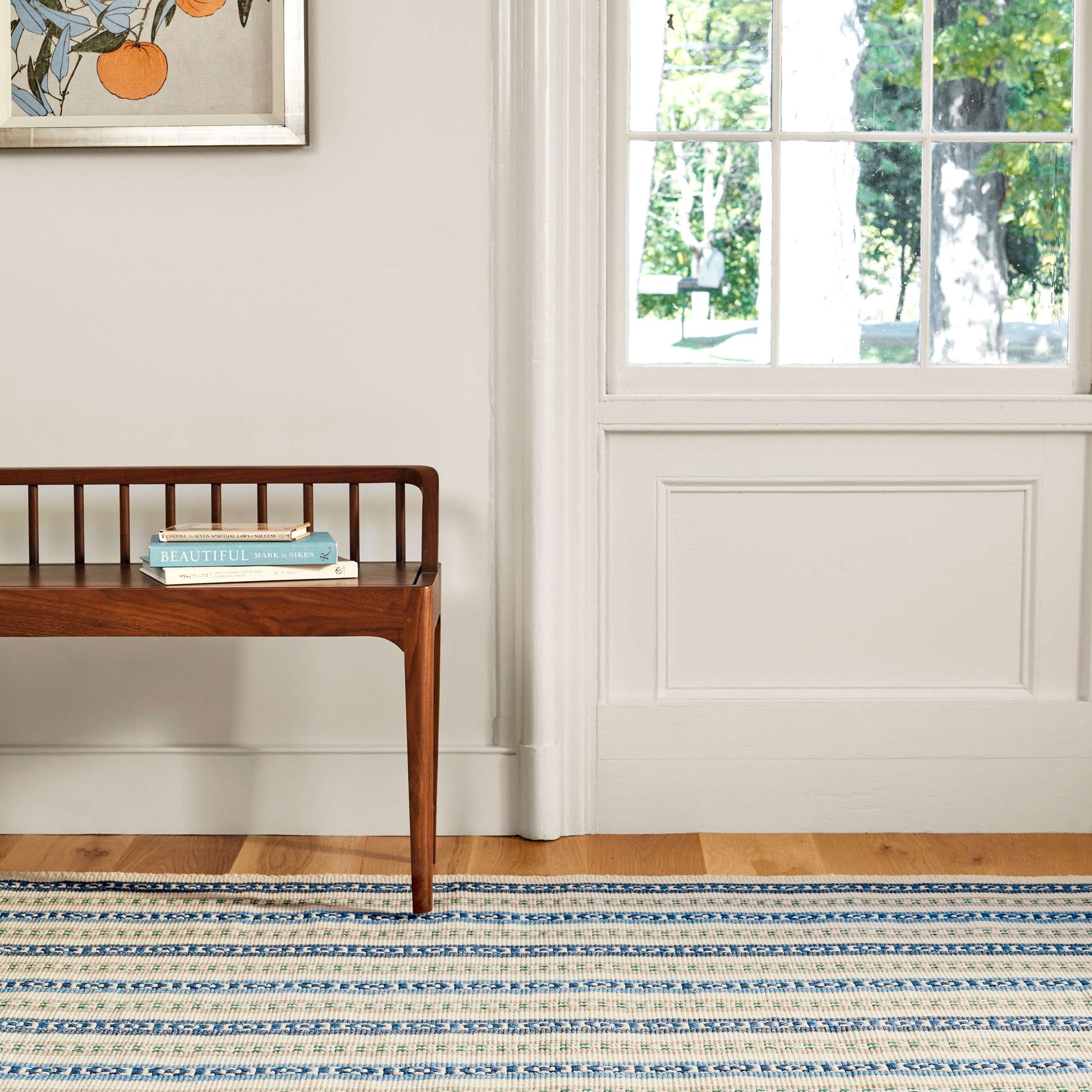 Long Slade Indigo Handwoven Cotton Rug - DA2000 - 10x14