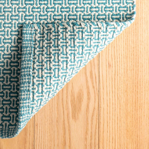 Miss Muffet Teal Handwoven Cotton Rug - DA1989 - 10x14