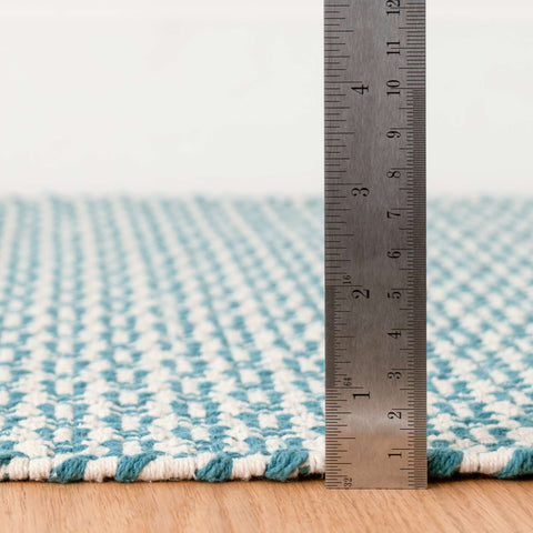 Miss Muffet Teal Handwoven Cotton Rug - DA1989 - 10x14