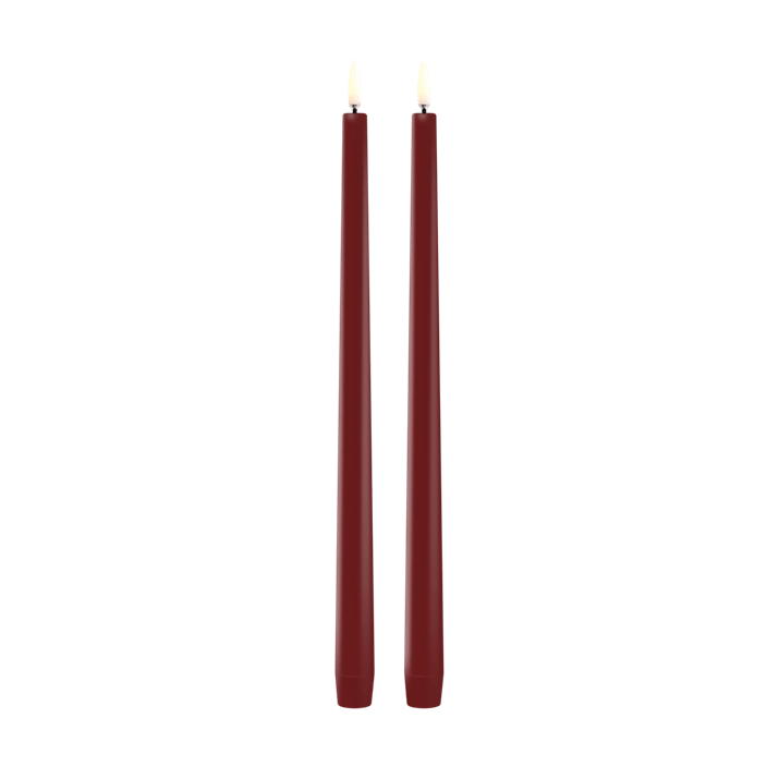 LED Burgundy Slim Taper Candle Set of Two