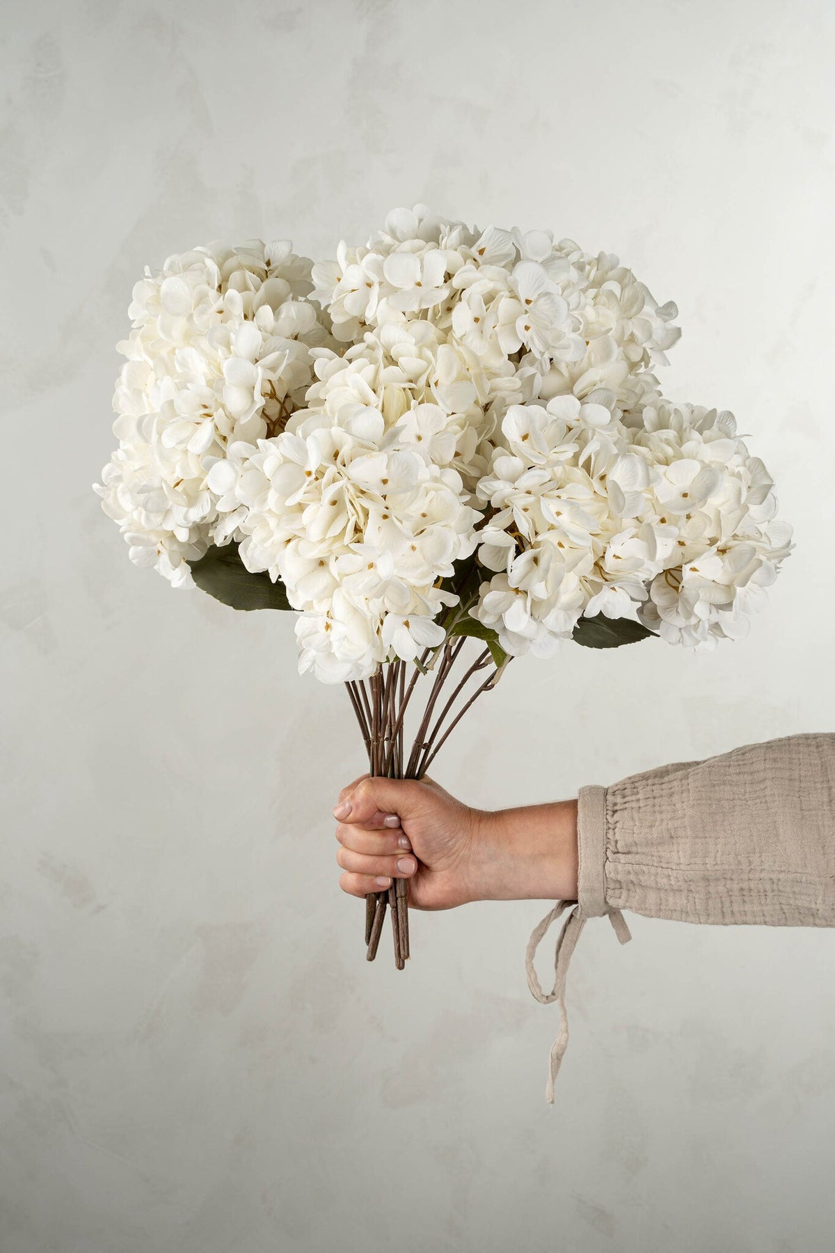 Hydrangea White Faux Floral Stem