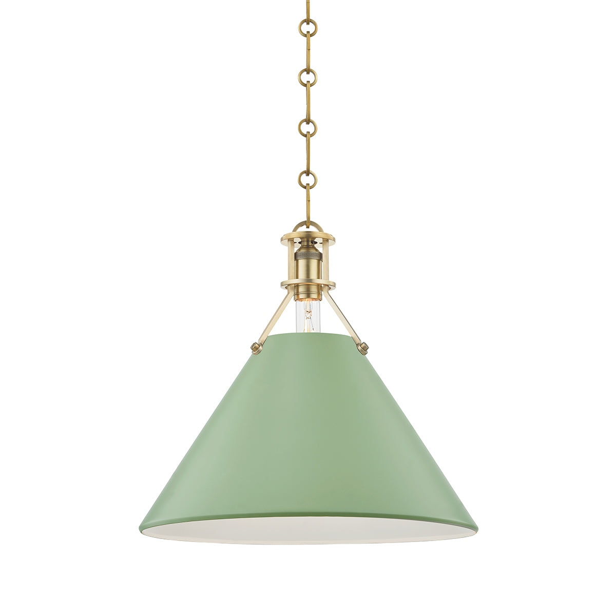 Hudson Valley Canada - MDS352-AGB/LFG - One Light Pendant - Painted No.2 - Aged Brass/Leaf Green Combo