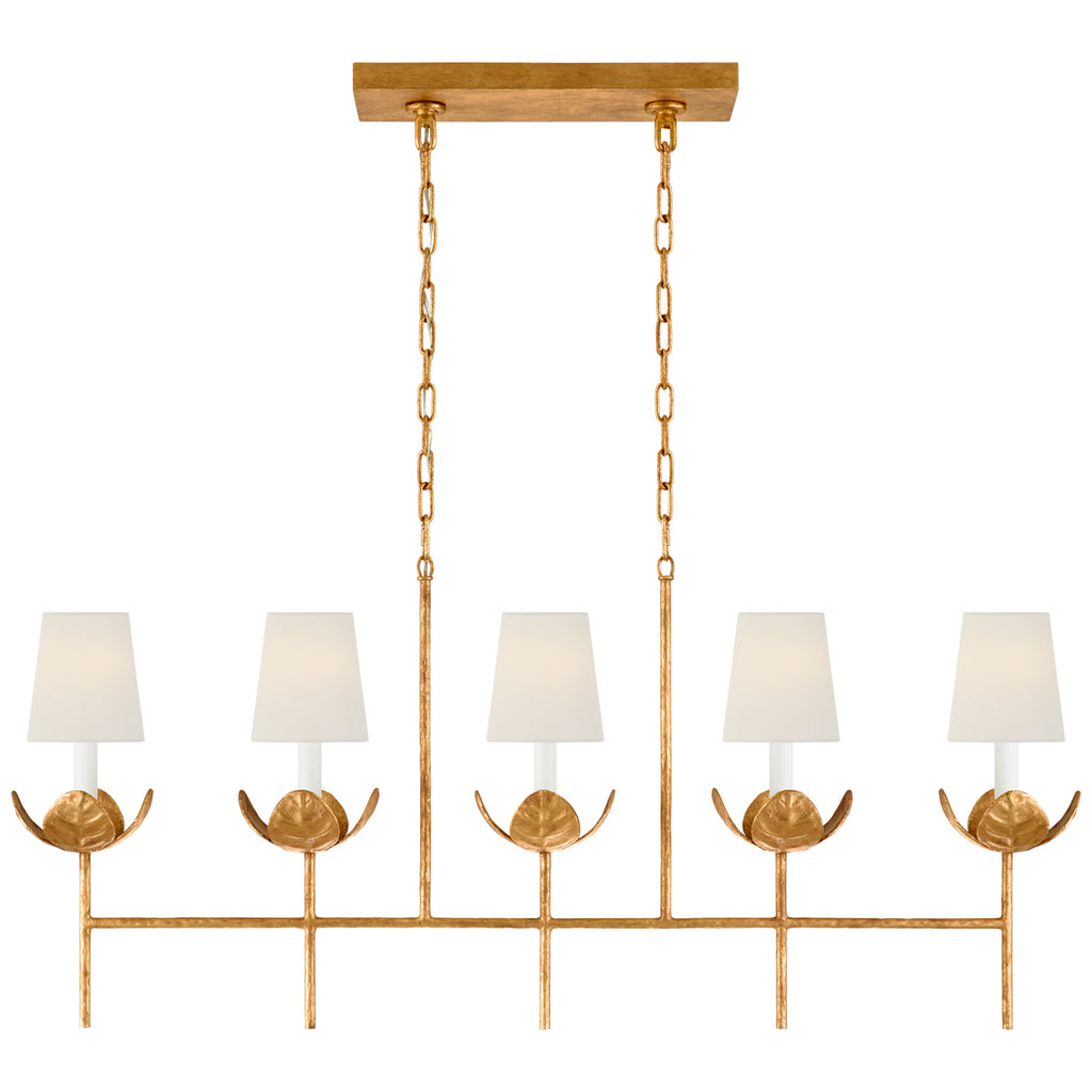 Visual Comfort Signature Canada - JN 5630AGL-L - Five Light Linear Chandelier - Illana - Antique Gold Leaf