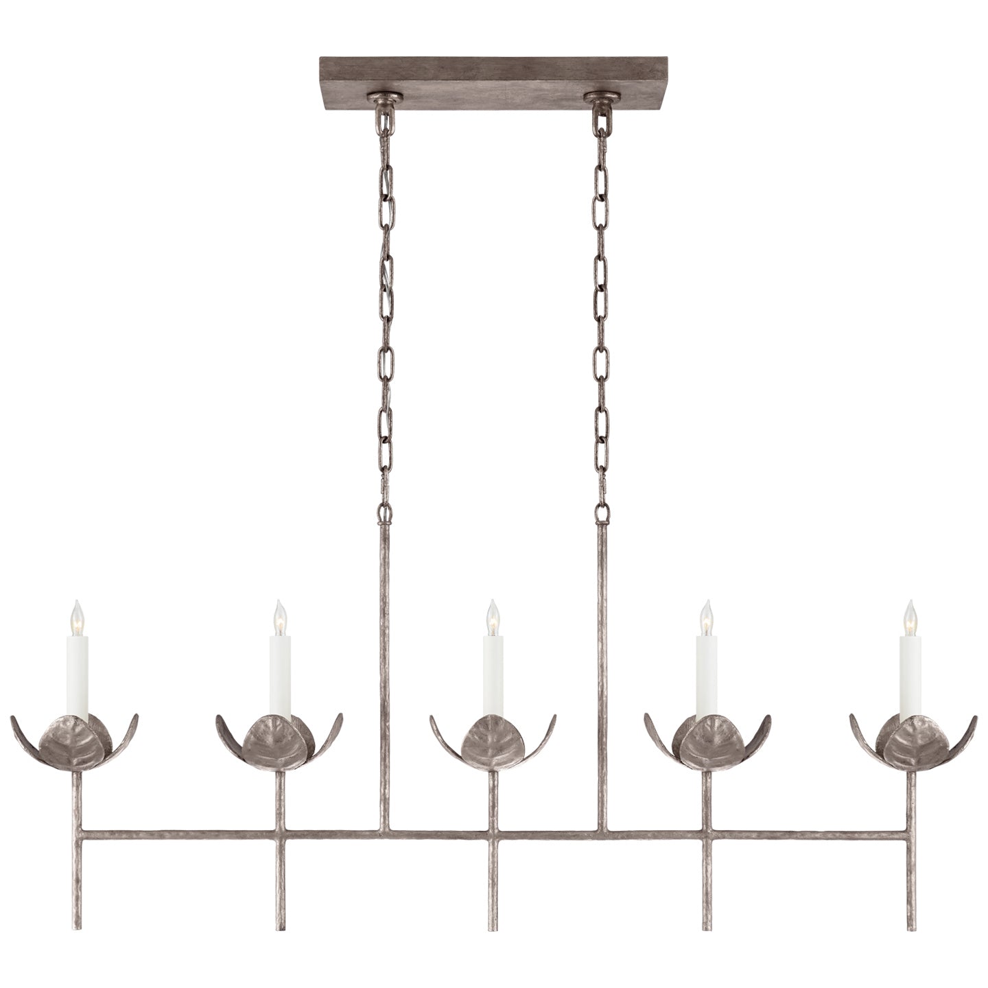 Visual Comfort Signature Canada - JN 5630BSL - Five Light Linear Chandelier - Illana - Burnished Silver Leaf