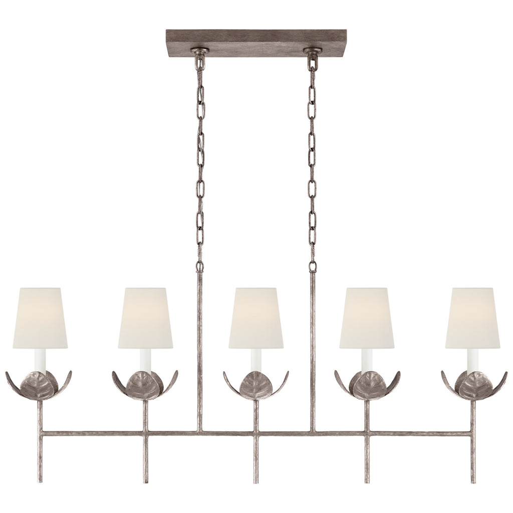 Visual Comfort Signature Canada - JN 5630BSL-L - Five Light Linear Chandelier - Illana - Burnished Silver Leaf