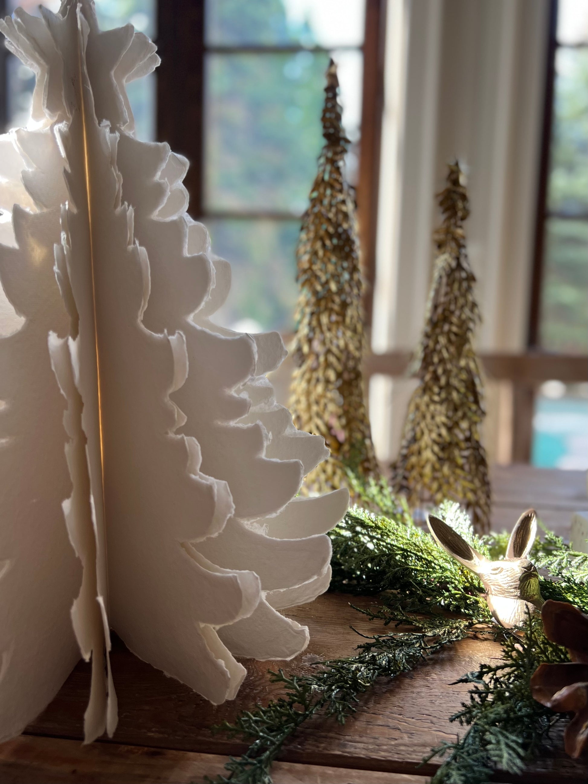 Handmade Ivory Paper Tree, Small and Large