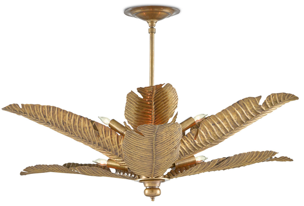 Currey and Company - 9000-0544 - Six Light Semi-Flush Mount - Tropical Collection - Vintage Brass