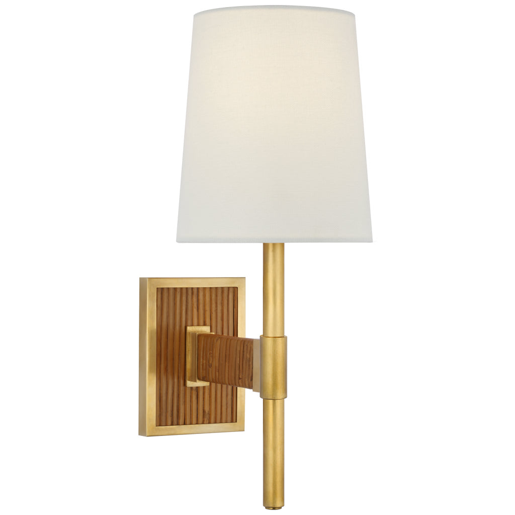 Visual Comfort Signature Canada - SK 2555HAB/DRT-L - LED Wall Sconce - Elle - Hand-Rubbed Antique Brass and Dark Rattan