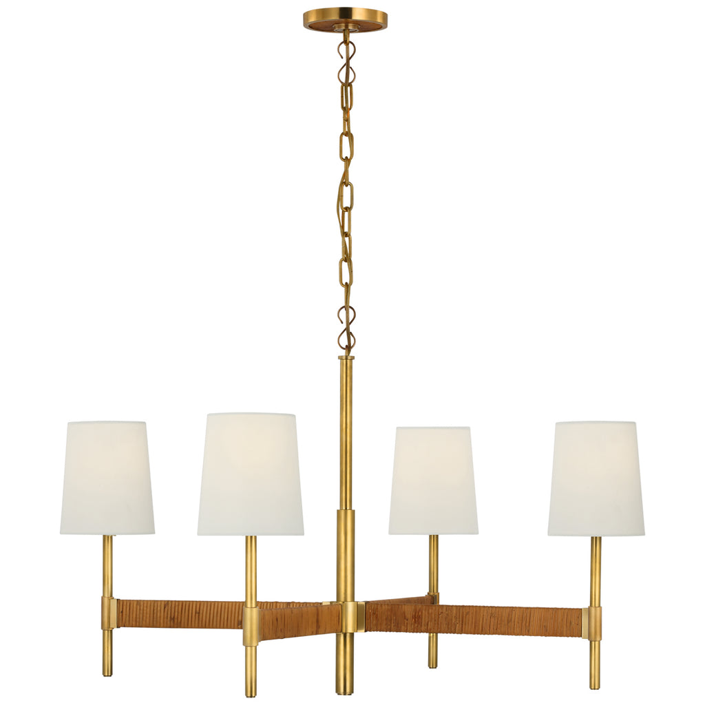 Visual Comfort Signature Canada - SK 5555HAB/DRT-L - LED Chandelier - Elle - Hand-Rubbed Antique Brass and Dark Rattan