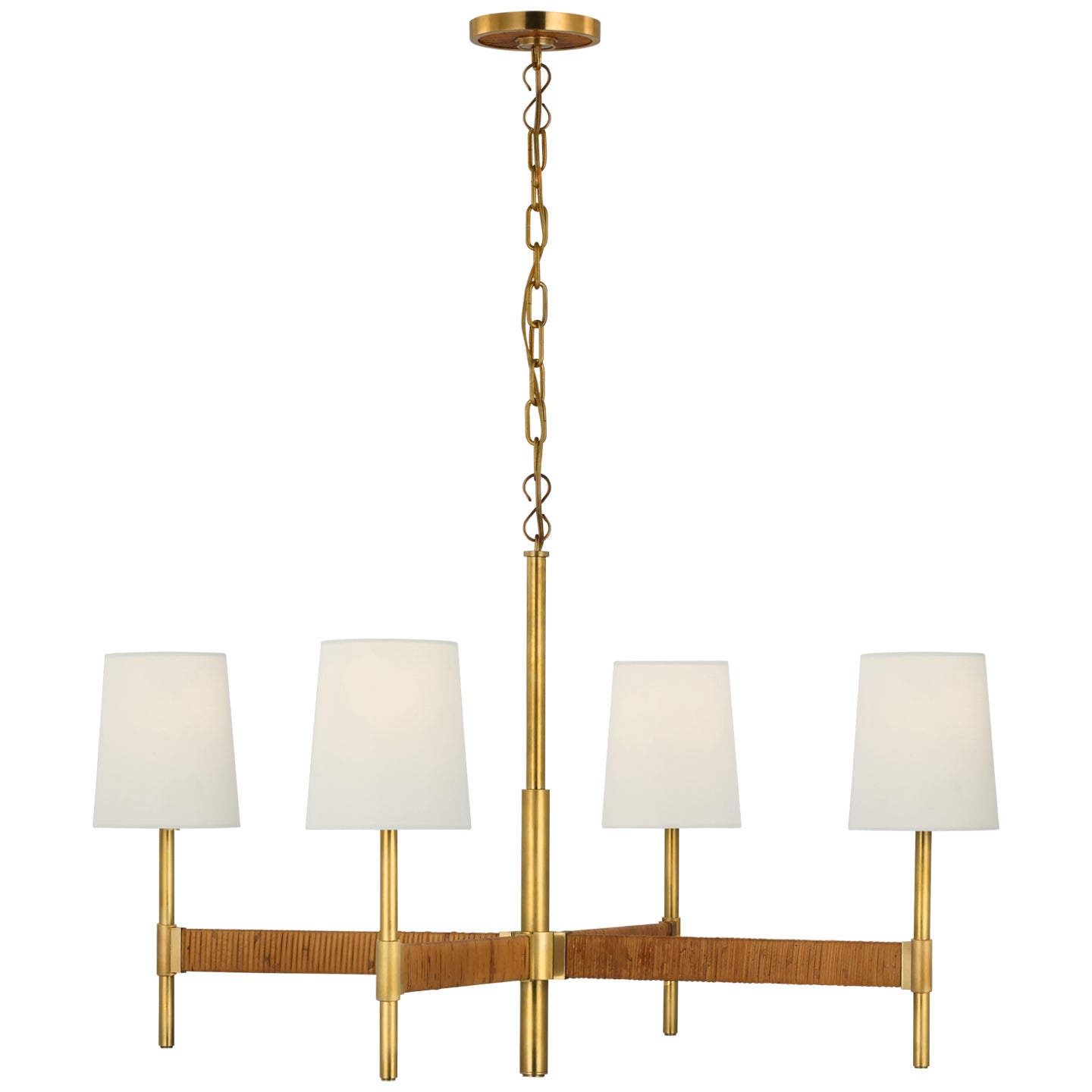 Visual Comfort Signature Canada - SK 5555HAB/DRT-L - LED Chandelier - Elle - Hand-Rubbed Antique Brass and Dark Rattan