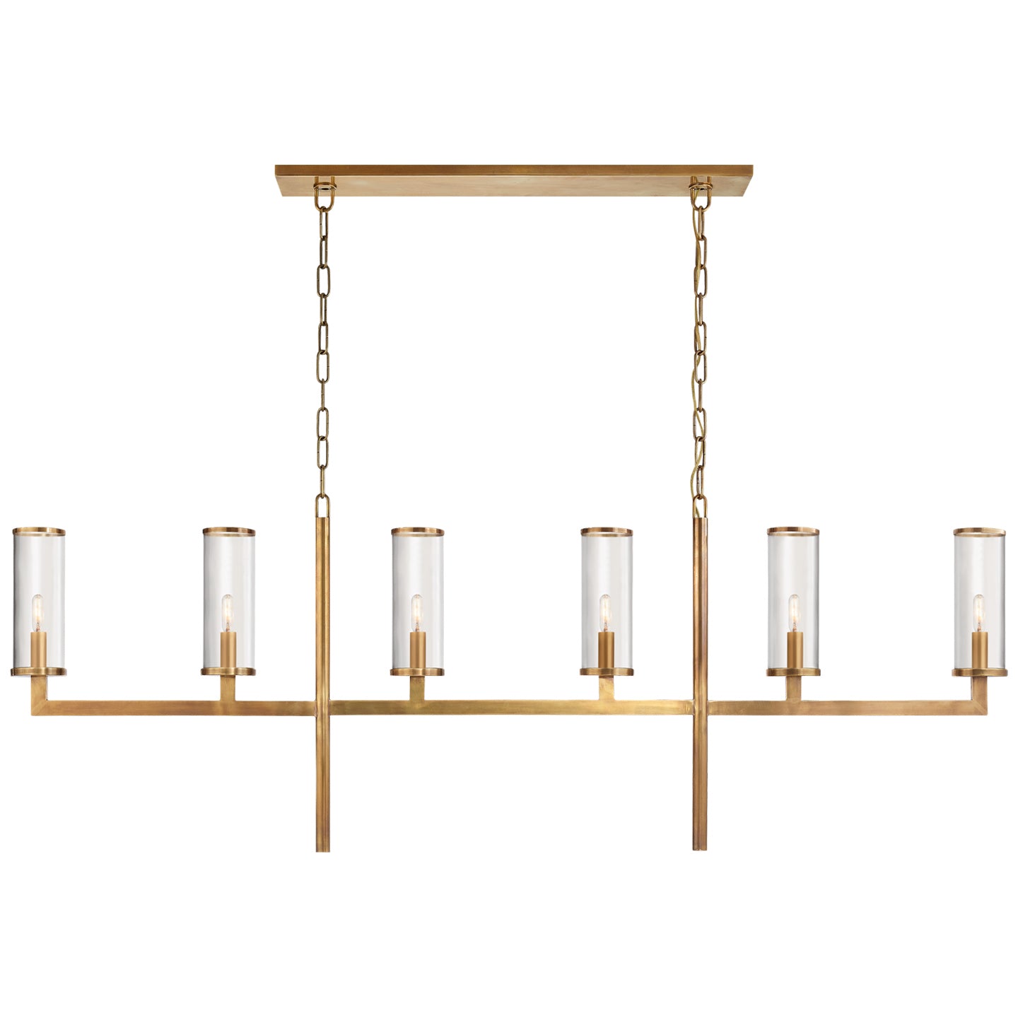 Visual Comfort Signature Canada - KW 5203AB-CG - Six Light Linear Chandelier - Liaison - Antique-Burnished Brass