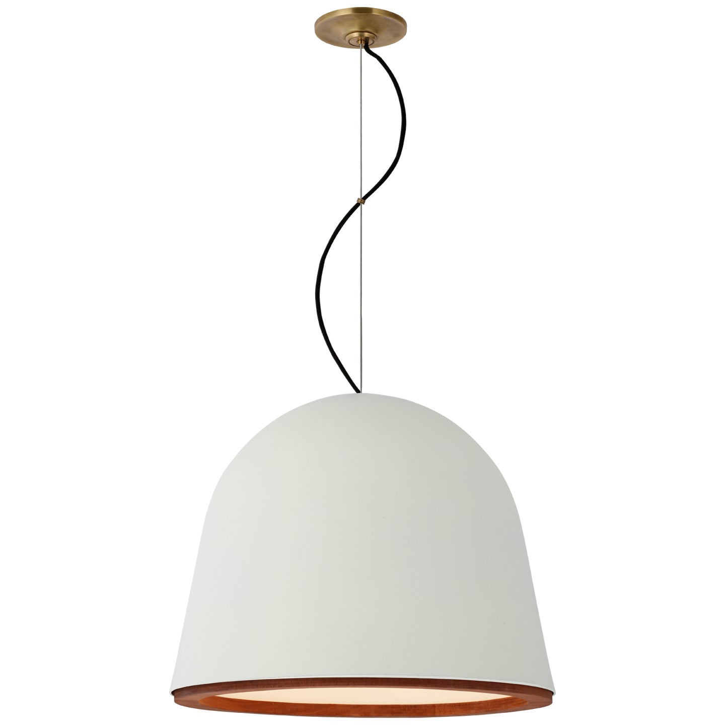 Visual Comfort Signature Canada - S 5126PW - LED Pendant - Murphy - Plaster White and Dark Teak