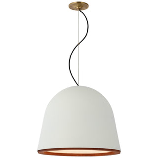 Visual Comfort Signature Canada - S 5126PW - LED Pendant - Murphy - Plaster White and Dark Teak