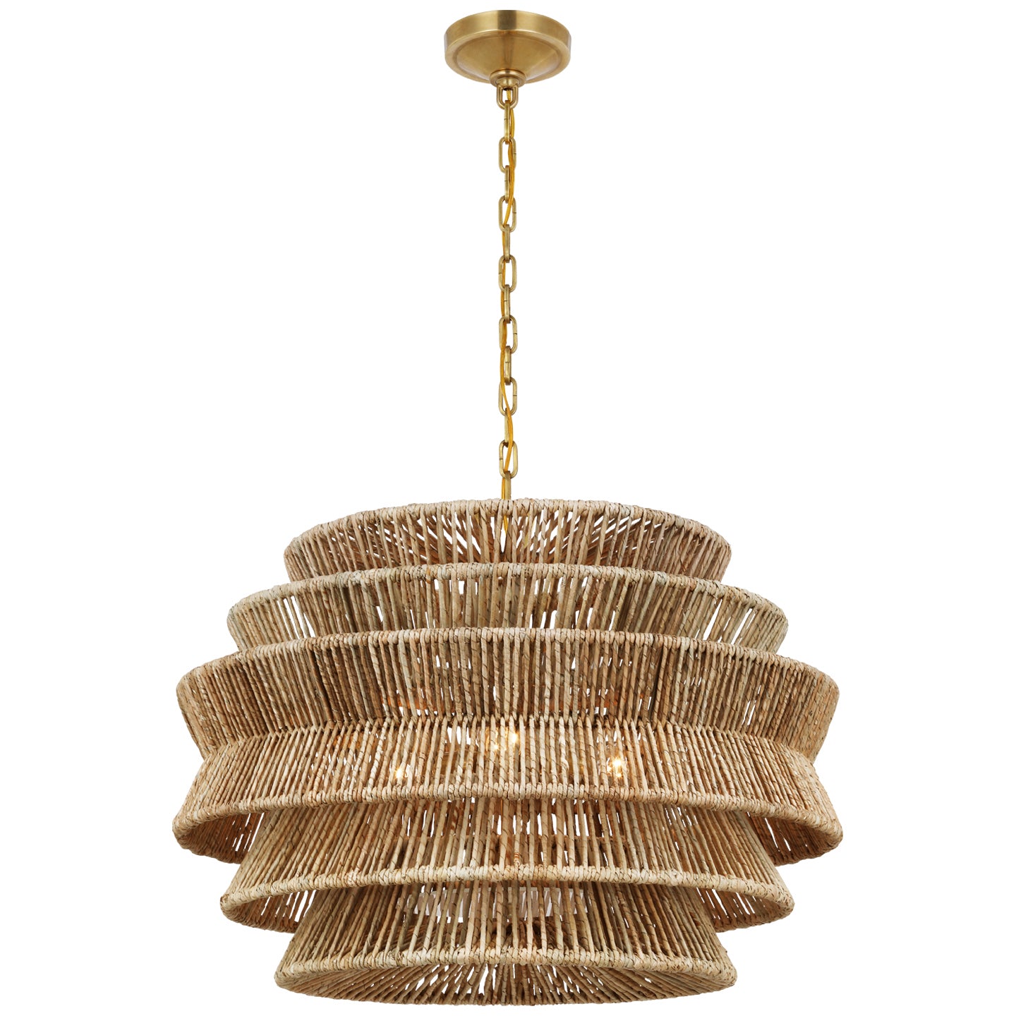 Visual Comfort Signature Canada - CHC 5016AB/NAB - LED Chandelier - Antigua - Antique-Burnished Brass and Natural Abaca