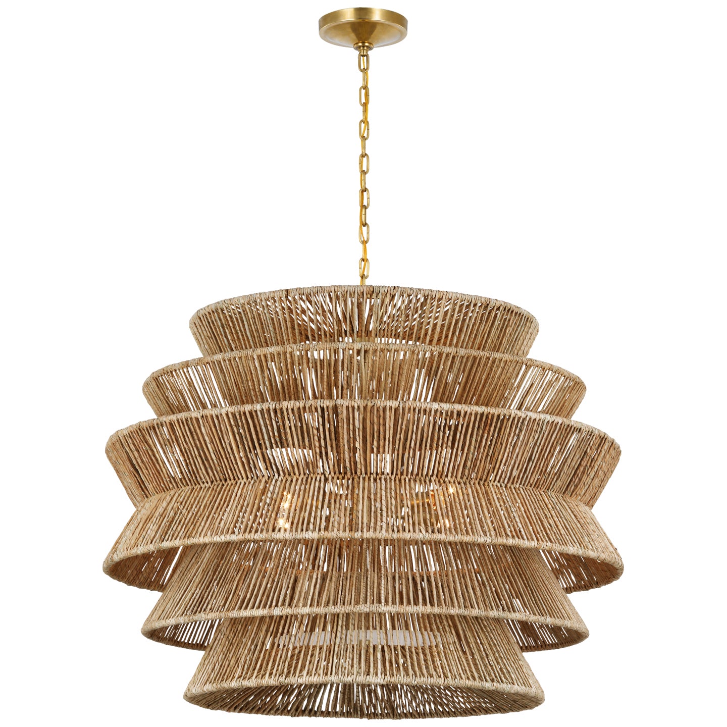 Visual Comfort Signature Canada - CHC 5017AB/NAB - LED Chandelier - Antigua - Antique-Burnished Brass and Natural Abaca