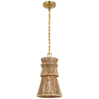 Visual Comfort Signature Canada - CHC 5020AB/NAB - LED Pendant - Antigua - Antique-Burnished Brass and Natural Abaca