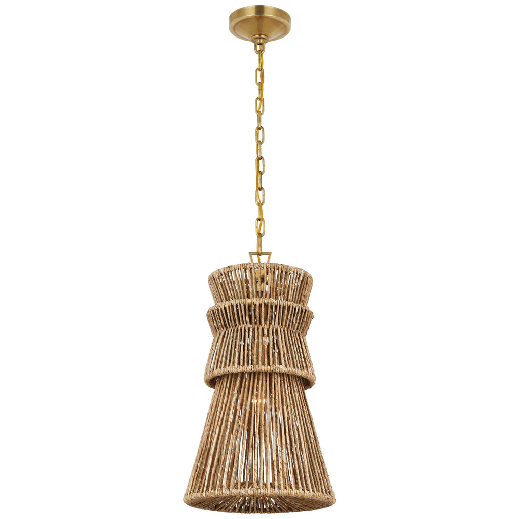 Visual Comfort Signature Canada - CHC 5021AB/NAB - LED Pendant - Antigua - Antique-Burnished Brass and Natural Abaca