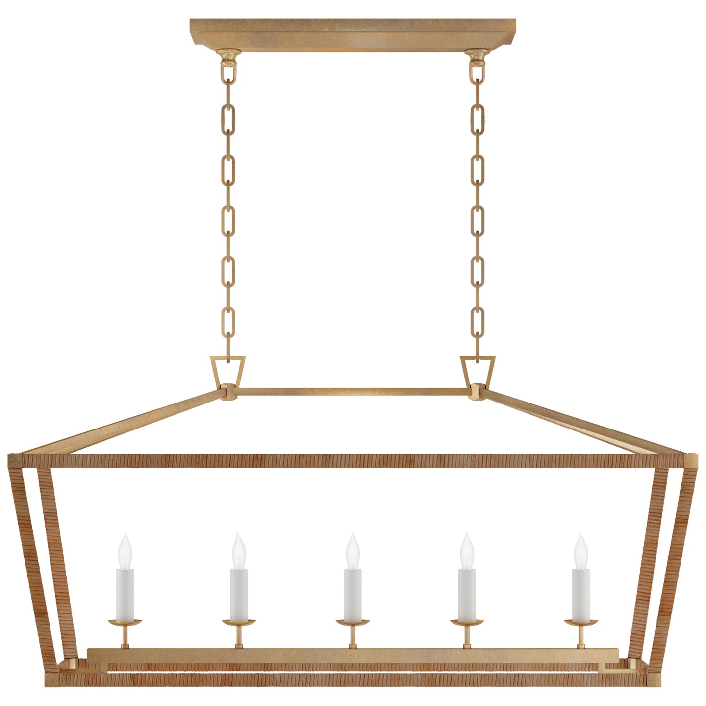 Visual Comfort Signature Canada - CHC 5765AB/NRT - LED Linear Pendant - Darlana Wrapped - Antique-Burnished Brass and Natural Rattan