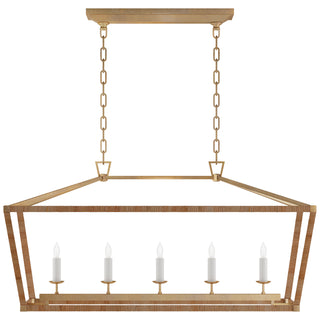 Visual Comfort Signature Canada - CHC 5765AB/NRT - LED Linear Pendant - Darlana Wrapped - Antique-Burnished Brass and Natural Rattan