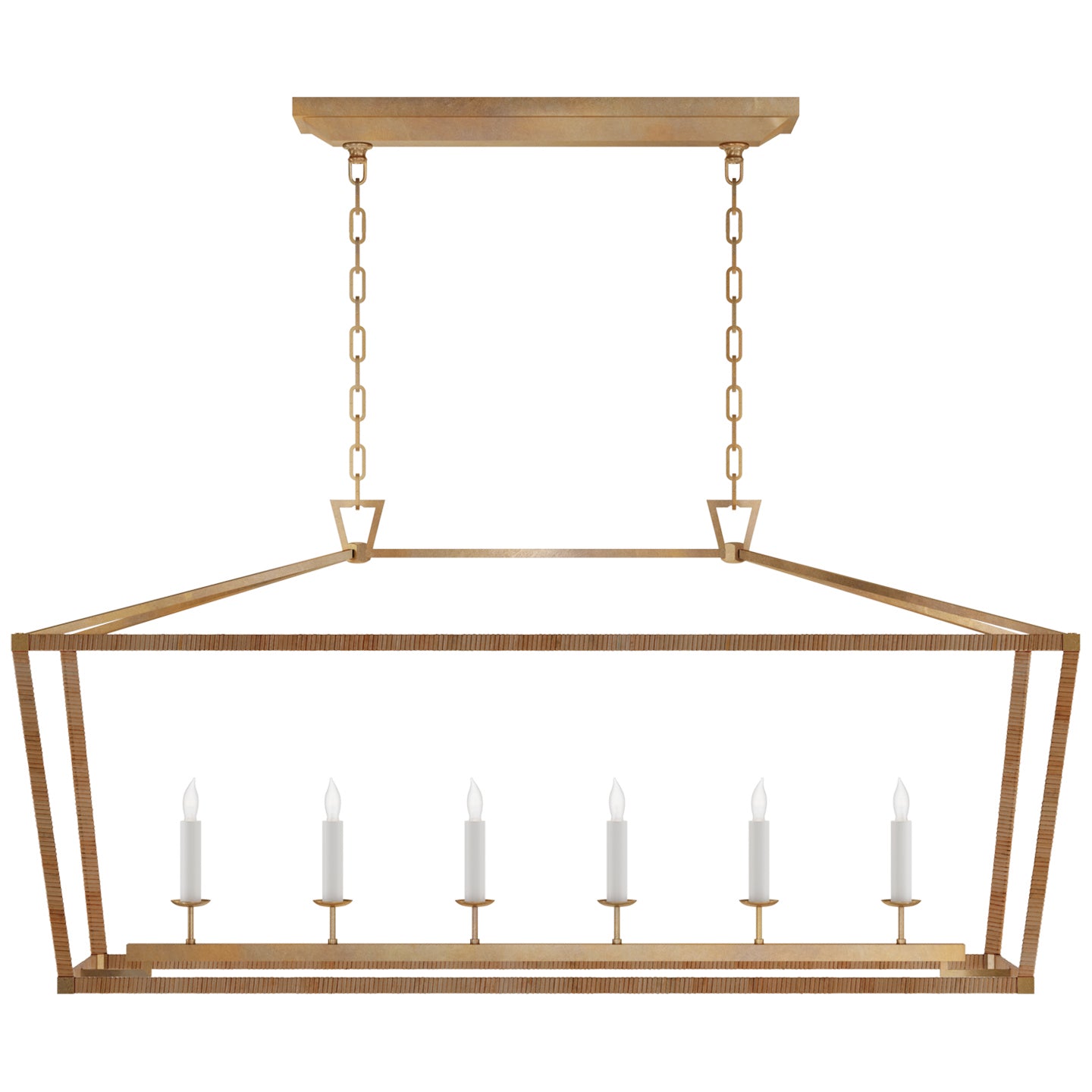 Visual Comfort Signature Canada - CHC 5766AB/NRT - LED Linear Pendant - Darlana Wrapped - Antique-Burnished Brass and Natural Rattan