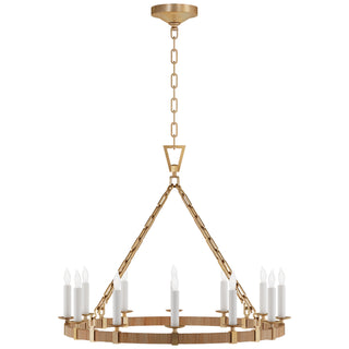 Visual Comfort Signature Canada - CHC 5872AB/NRT - LED Chandelier - Darlana Wrapped - Antique-Burnished Brass and Natural Rattan