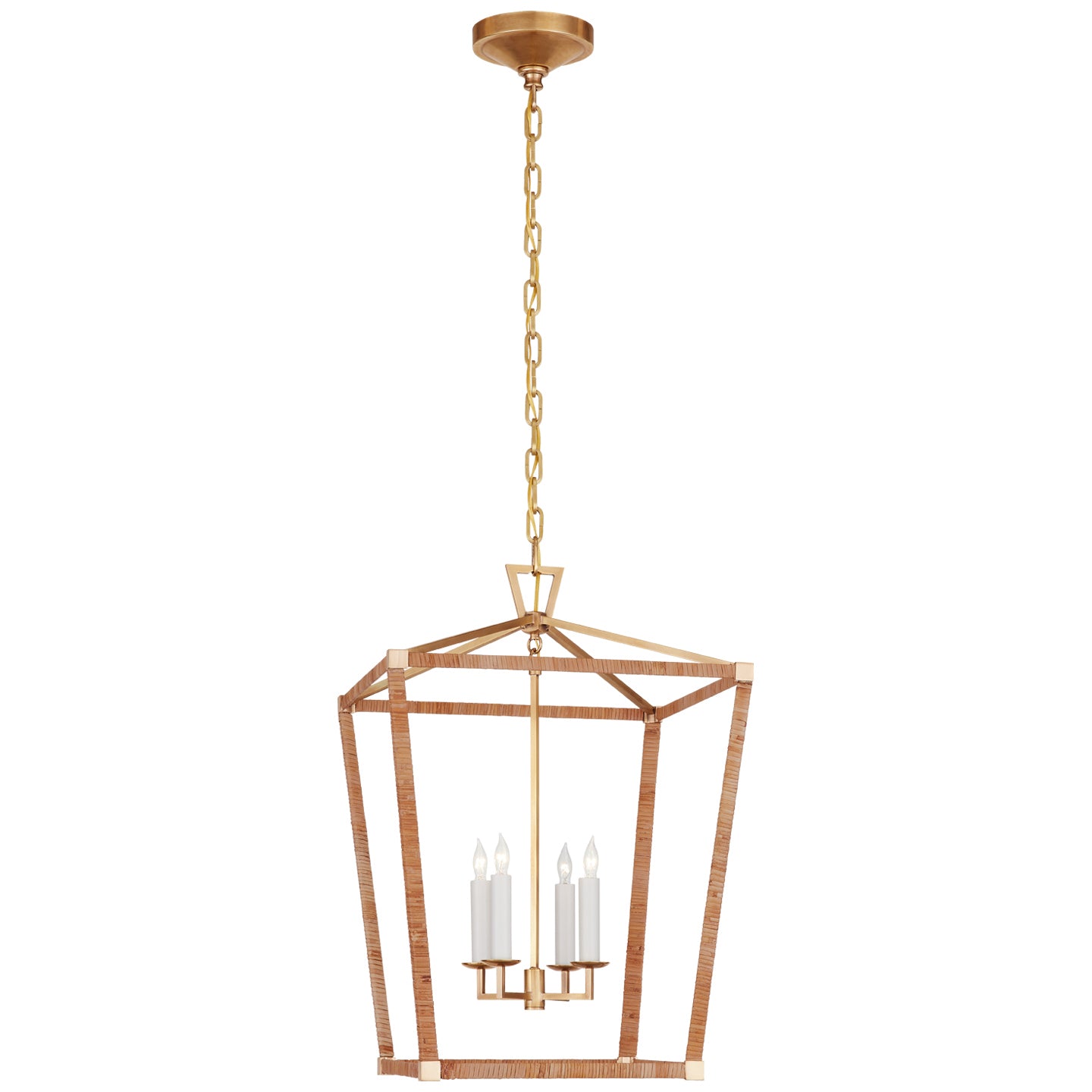 Visual Comfort Signature Canada - CHC 5877AB/NRT - LED Lantern - Darlana Wrapped - Antique-Burnished Brass and Natural Rattan