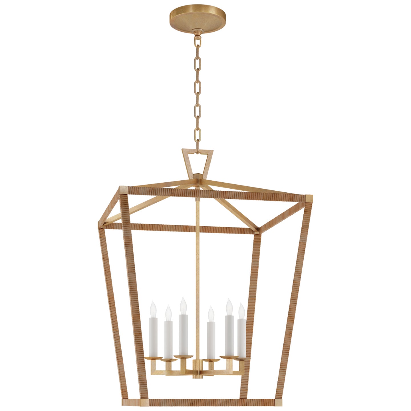 Visual Comfort Signature Canada - CHC 5879AB/NRT - LED Lantern - Darlana Wrapped - Antique-Burnished Brass and Natural Rattan