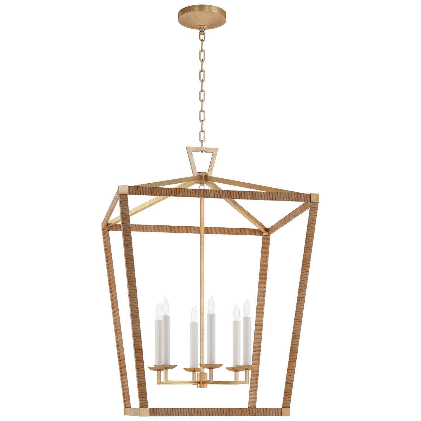 Visual Comfort Signature Canada - CHC 5881AB/NRT - LED Lantern - Darlana Wrapped - Antique-Burnished Brass and Natural Rattan