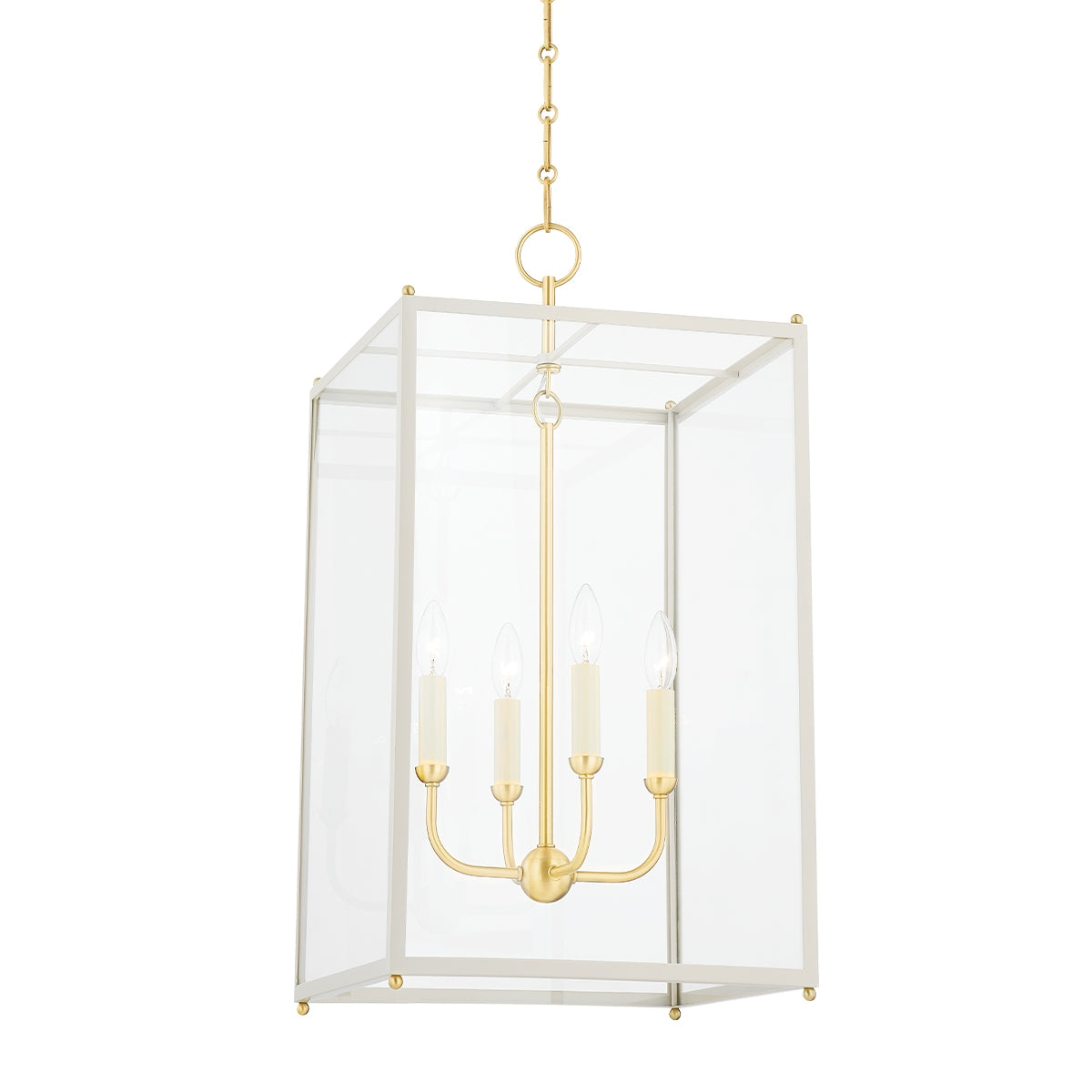 Hudson Valley Canada - MDS1201-AGB/OW - Four Light Lantern - Chaselton - Aged Brass/Off White
