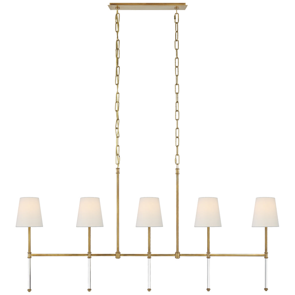 Visual Comfort Signature Canada - SK 5055HAB-L - Five Light Linear Chandelier - Camille - Hand-Rubbed Antique Brass