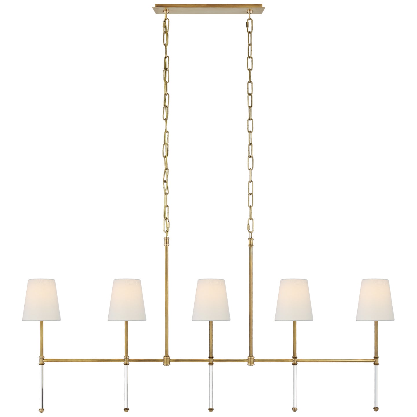 Visual Comfort Signature Canada - SK 5055HAB-L - Five Light Linear Chandelier - Camille - Hand-Rubbed Antique Brass