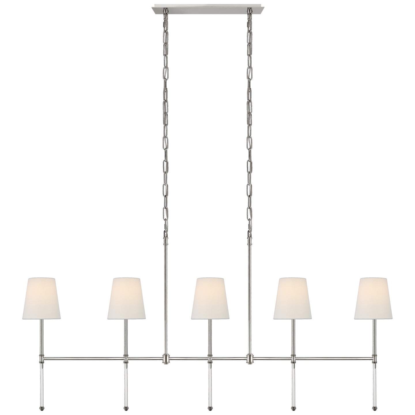 Visual Comfort Signature Canada - SK 5055PN-L - Five Light Linear Chandelier - Camille - Polished Nickel