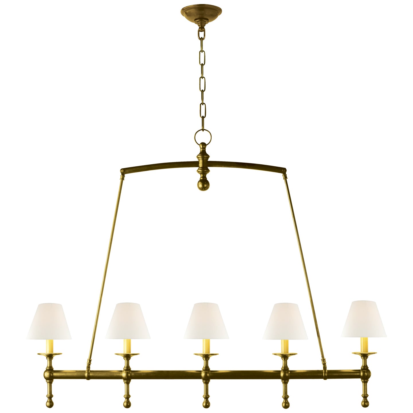 Visual Comfort Signature Canada - SL 5811HAB-L - Five Light Linear Chandelier - Classic - Hand-Rubbed Antique Brass