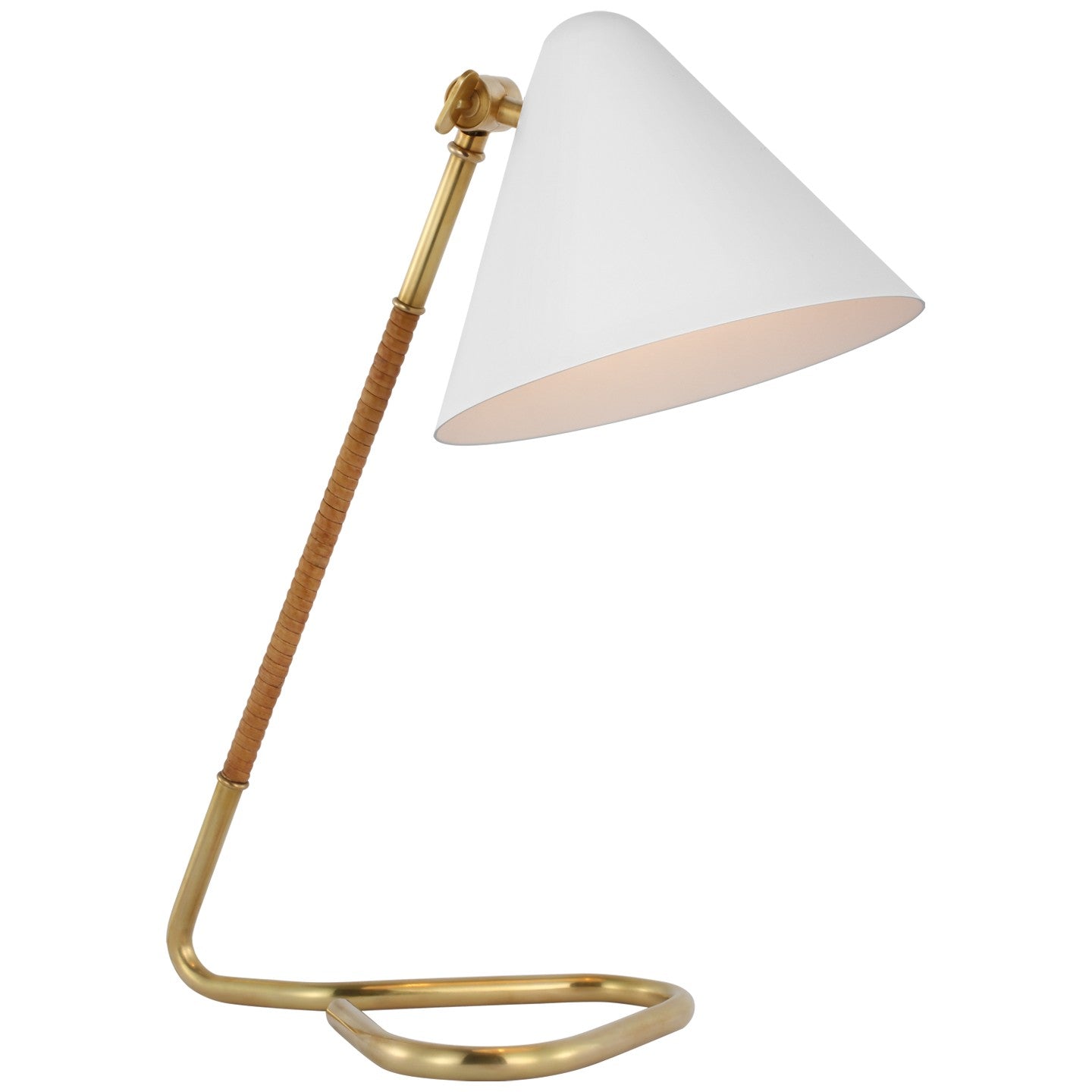 Visual Comfort Signature Canada - AL 3020HAB/NRT-WHT - LED Desk Lamp - Laken - Hand-Rubbed Antique Brass and Natural Rattan