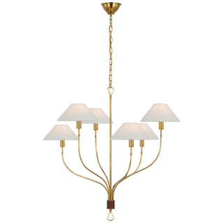 Visual Comfort Signature Canada - AL 5002HAB/SDL-L - LED Chandelier - Griffin - Hand-Rubbed Antique Brass and Saddle Leather