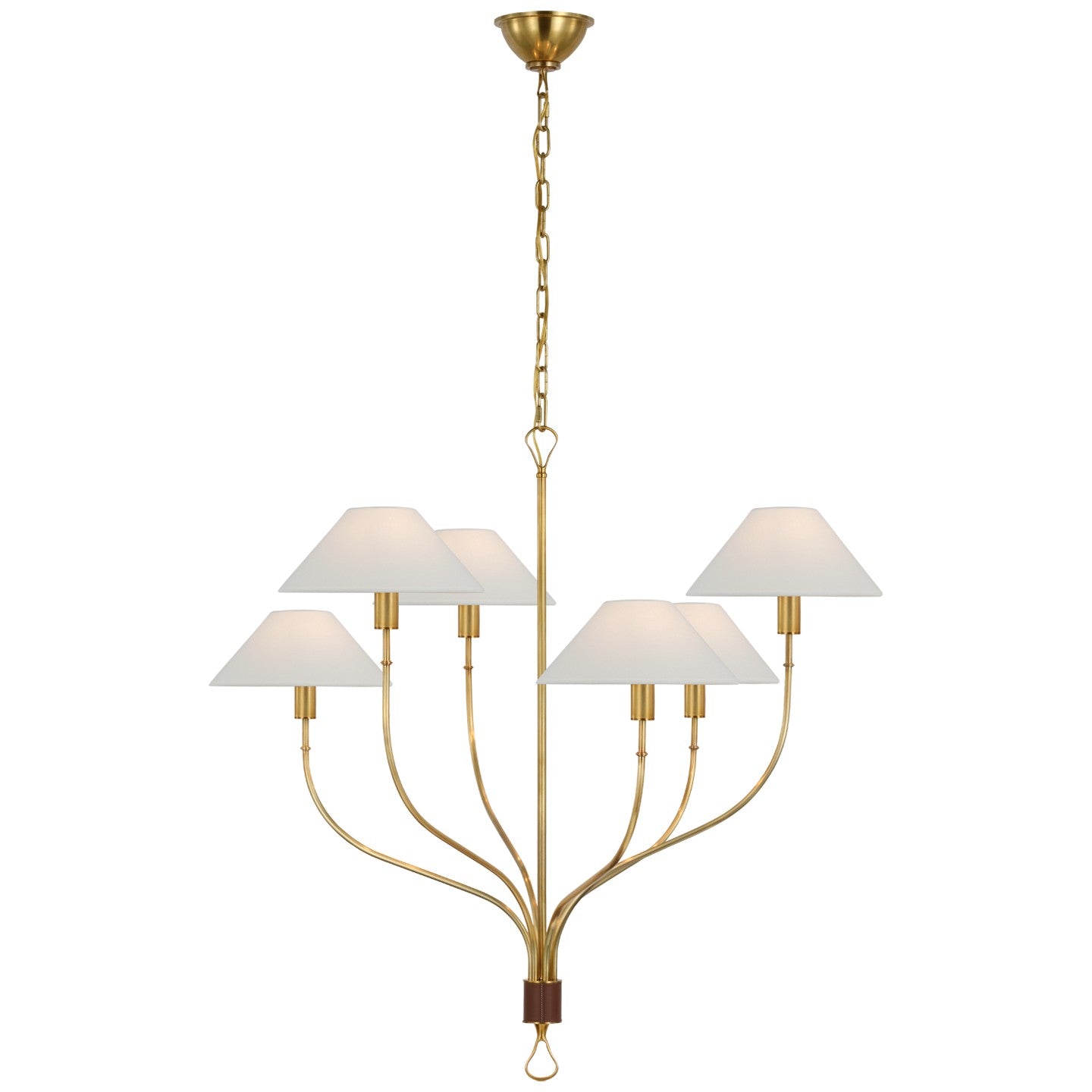 Visual Comfort Signature Canada - AL 5002HAB/SDL-L - LED Chandelier - Griffin - Hand-Rubbed Antique Brass and Saddle Leather