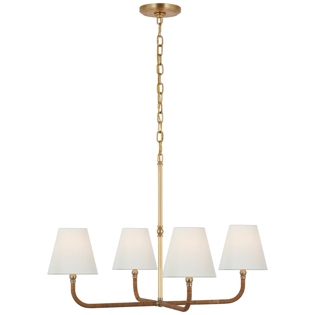 Visual Comfort Signature Canada - CHC 5081AB/NRT-L - LED Chandelier - Basden - Antique-Burnished Brass and Natural Rattan