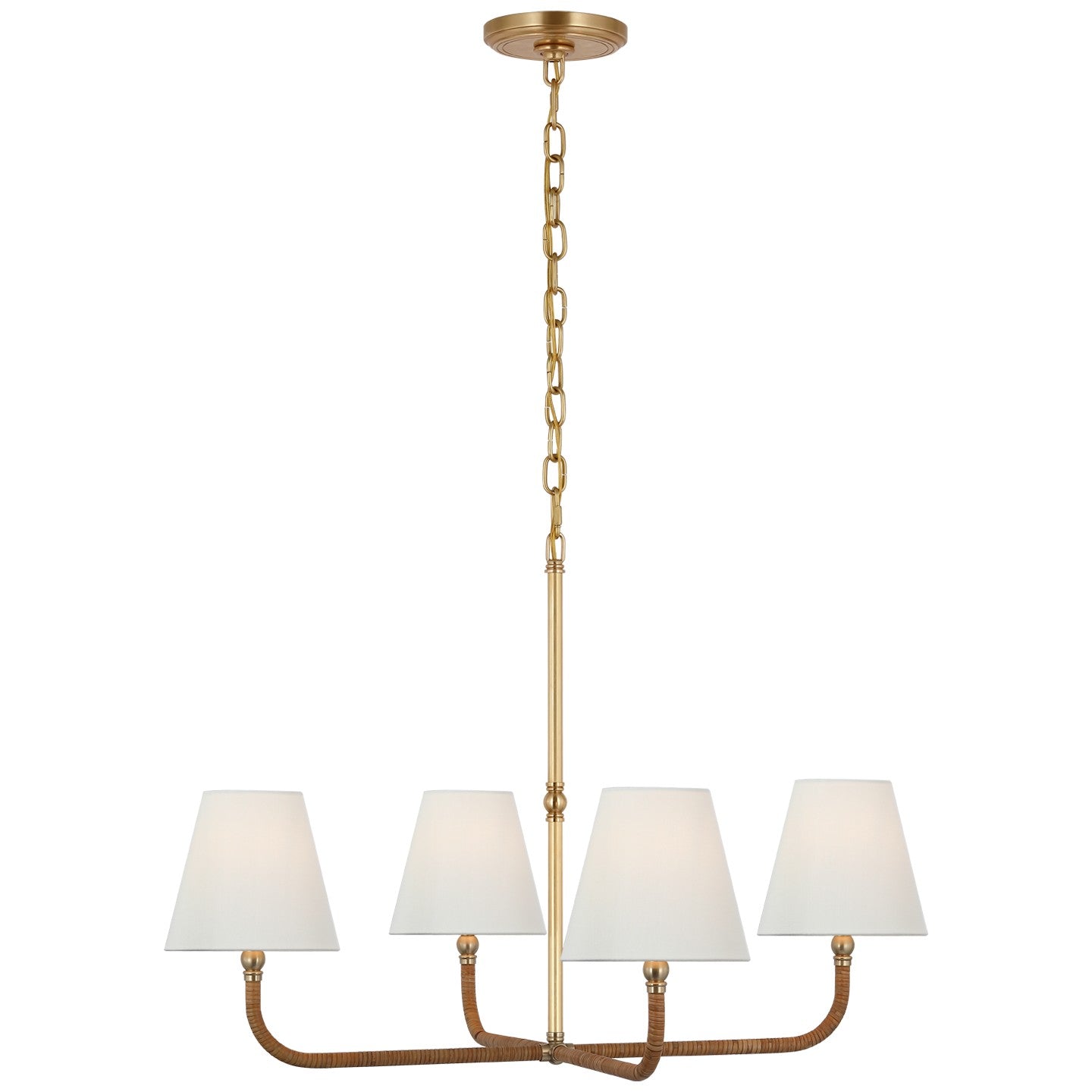 Visual Comfort Signature Canada - CHC 5081AB/NRT-L - LED Chandelier - Basden - Antique-Burnished Brass and Natural Rattan