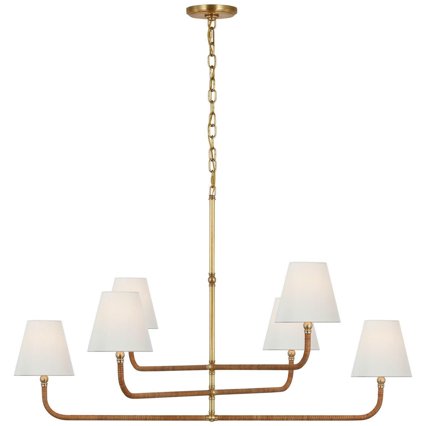 Visual Comfort Signature Canada - CHC 5083AB/NRT-L - LED Chandelier - Basden - Antique-Burnished Brass and Natural Rattan